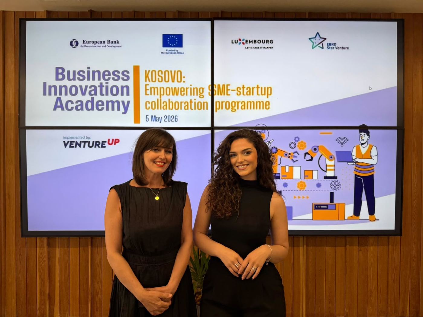 Two Digisize team members at the Business Innovation Academy event in Kosovo, May 2026