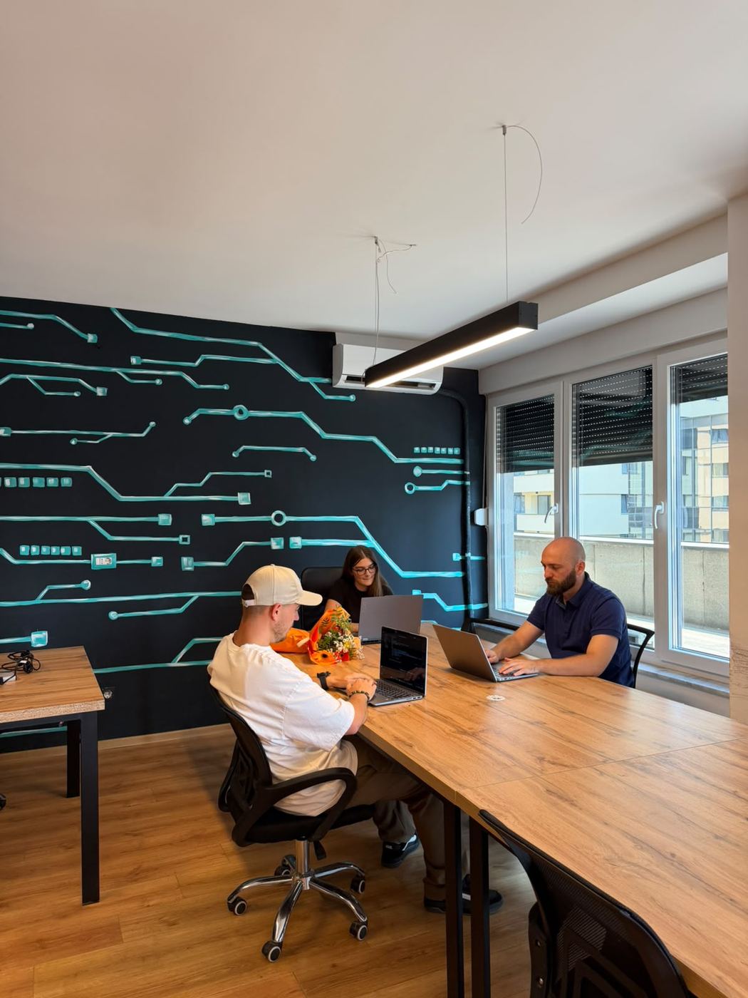 The team at work in the office